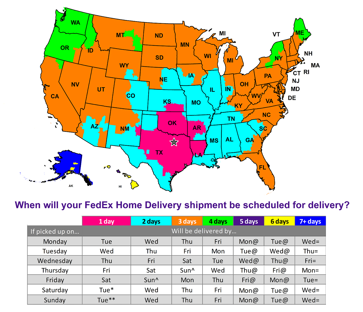 BCH Swag FedEx Ground map